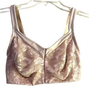 Wacoal Floral Lace Lattice Front TShirt Bra Sz 34DD Beige